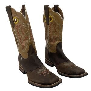 EL General Men's Western Cowboy Boots 7.5 Brown Tan Leather Preowned